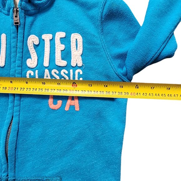 Hollister Women's Size S Blue Logo Graphic Full Zip Hoodie Pockets - Picture 14 of 14